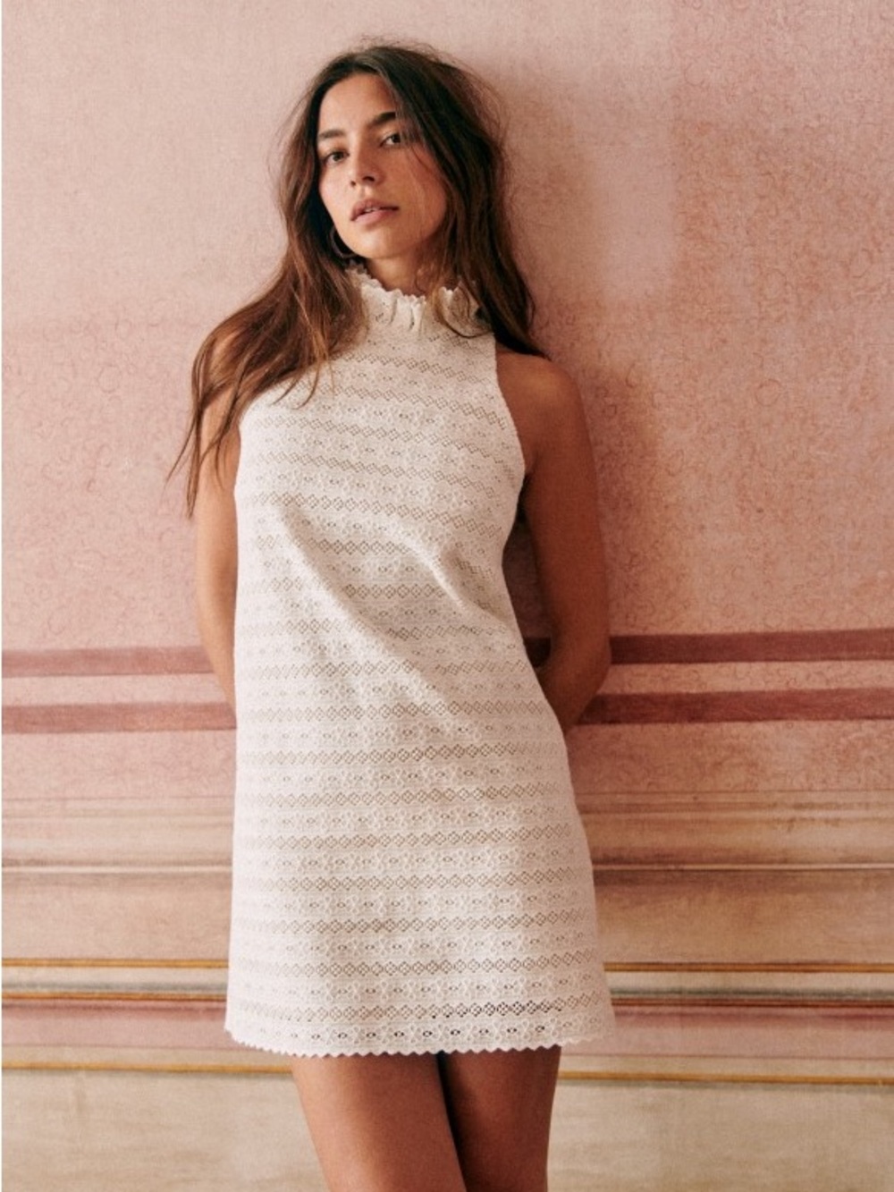 Sezane Pavelle Dress Ecru size 38 lace